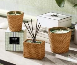 Rattan Wild Mint & Eucalyptus 3-Wick Candle -Scented Serenity Shop NESTNY RATTAN WELL ECS CAN 3W 4