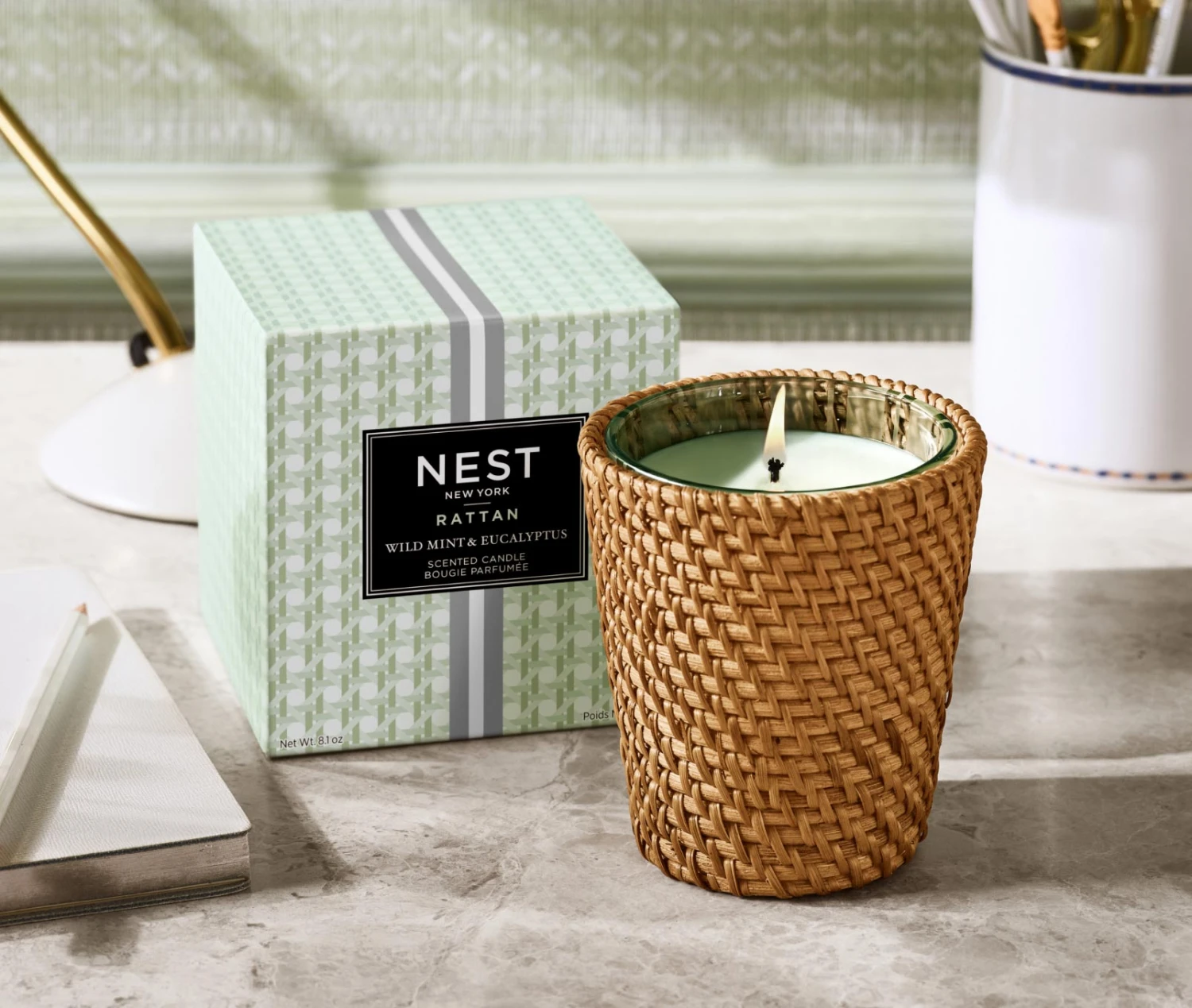Rattan Wild Mint & Eucalyptus Classic Candle 2 Rattan Wild Mint & Eucalyptus Classic Candle - Image 2