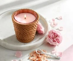 Rattan Himalayan Salt & Rosewater Classic Candle -Scented Serenity Shop NESTNY RATTAN WELL HSR CAN CL 3